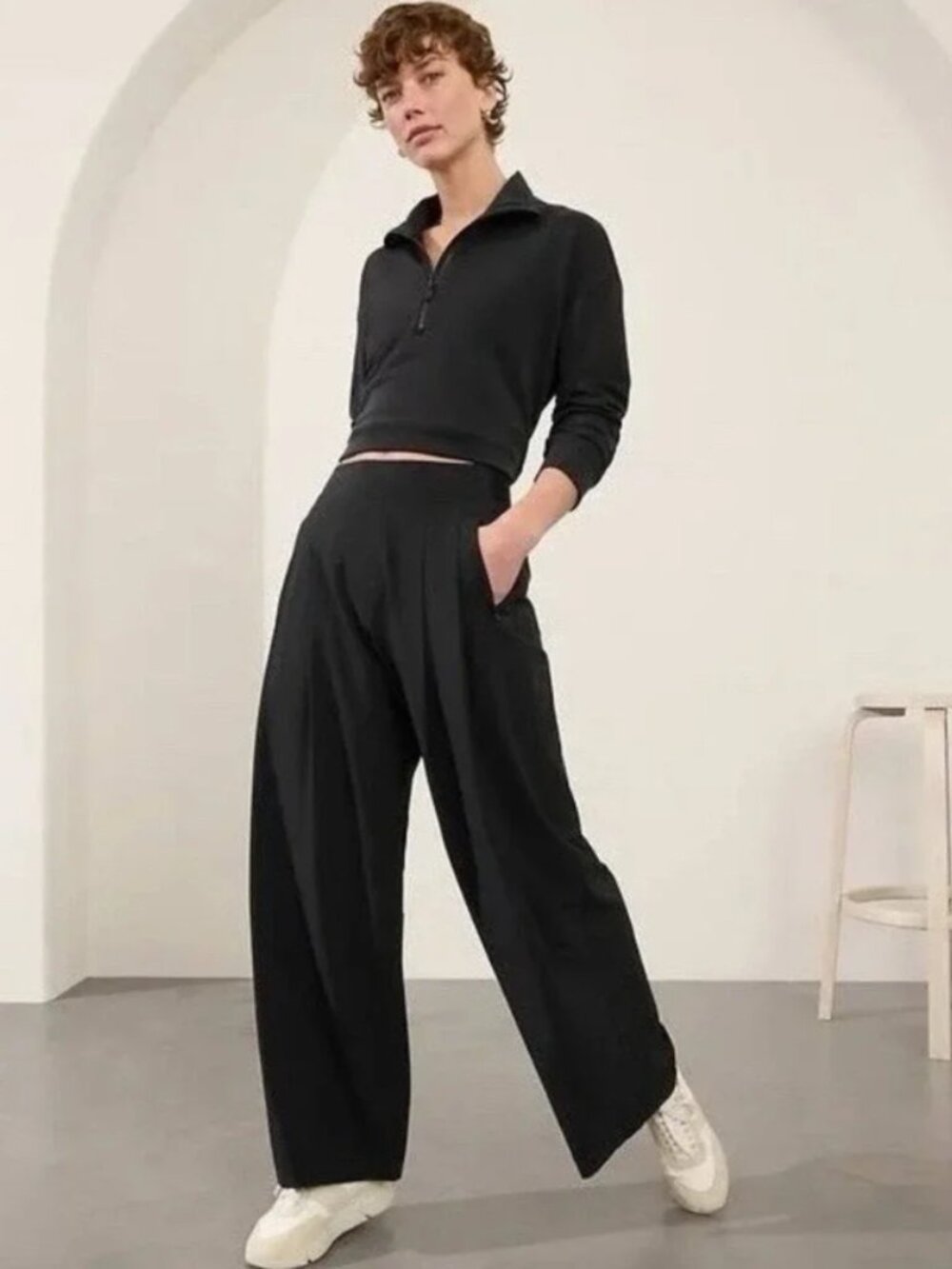 Athleta Brooklyn Heights Wide Leg Black Trousers - sz 14P